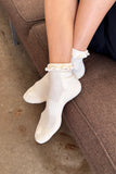 Le Bon Shoppe - Ruffled Hugger Crew Socks - Vanilla/Red - HAYGEN
