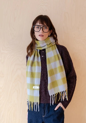 Tbco - Lambswool Scarf Avocado Gingham