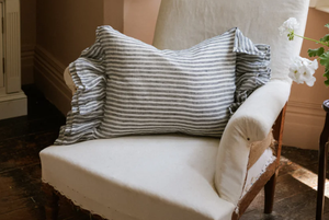 The Salcombe Frill Ruffle Cushion 40x50cm Blue - HAYGEN