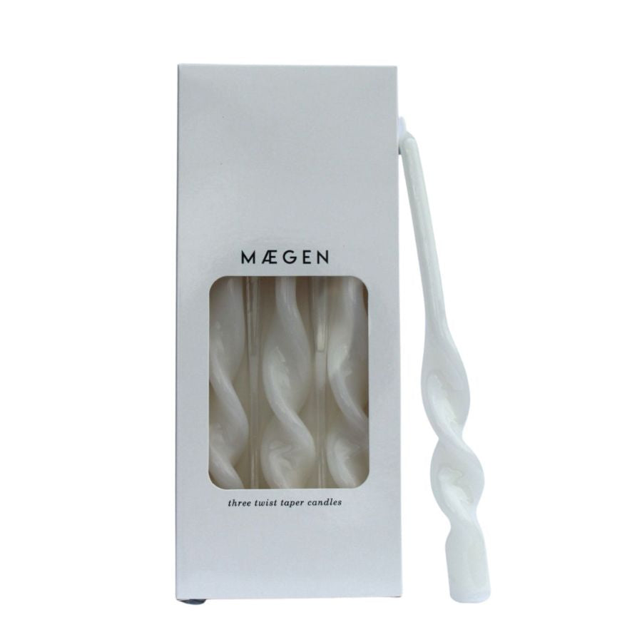 Ice White Twist Candles - set of 3 - HAYGEN