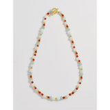 Moonstone, Blue And Red Beaded T Bar Necklace - Gold Plated - HAYGEN