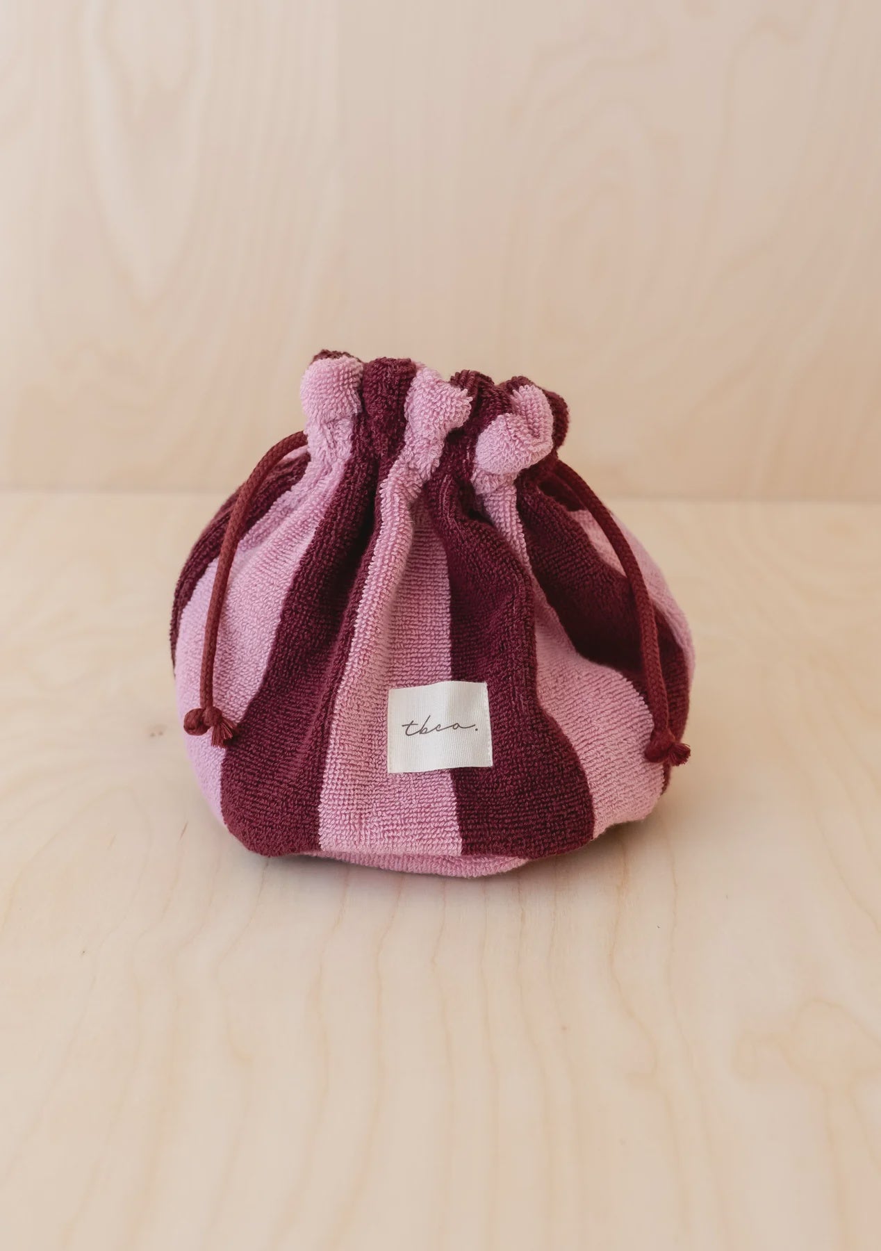 Tbco - Terry Cotton Wash Bag  - Burgundy Stripe