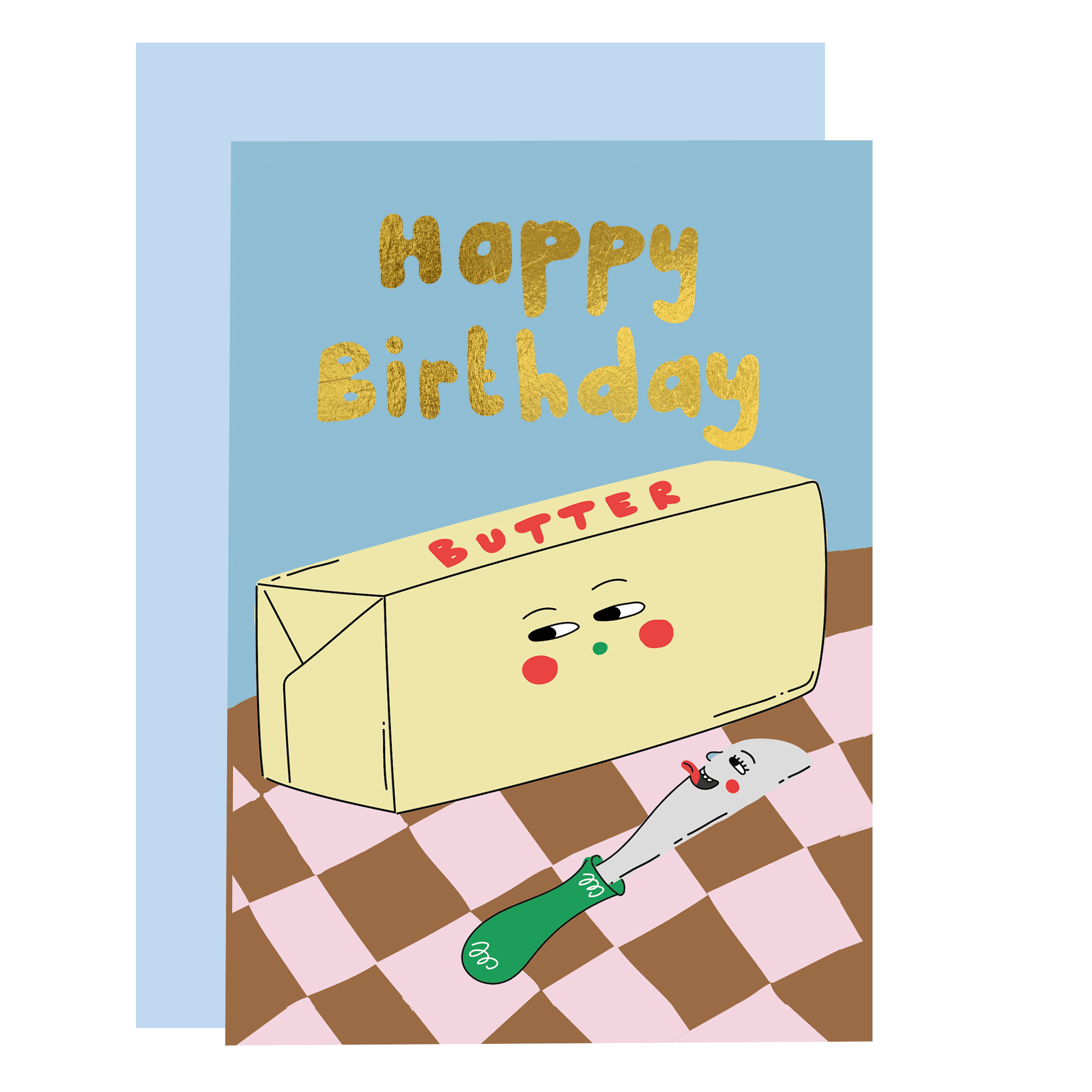Butter me up birthday card gold foil