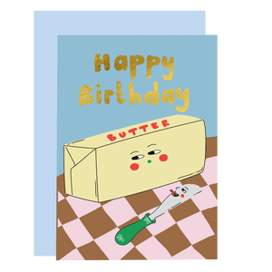 Butter me up birthday card gold foil