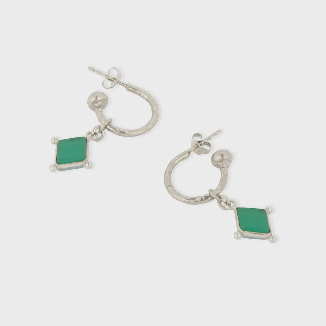 Lyra Silver Green Onyx Earrings