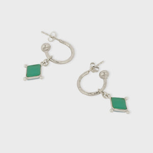 Lyra Silver Green Onyx Earrings