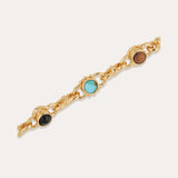 Gas Bijoux - Amarante cabochons multi necklace - Turquoise, black Basalt & Wood - HAYGEN