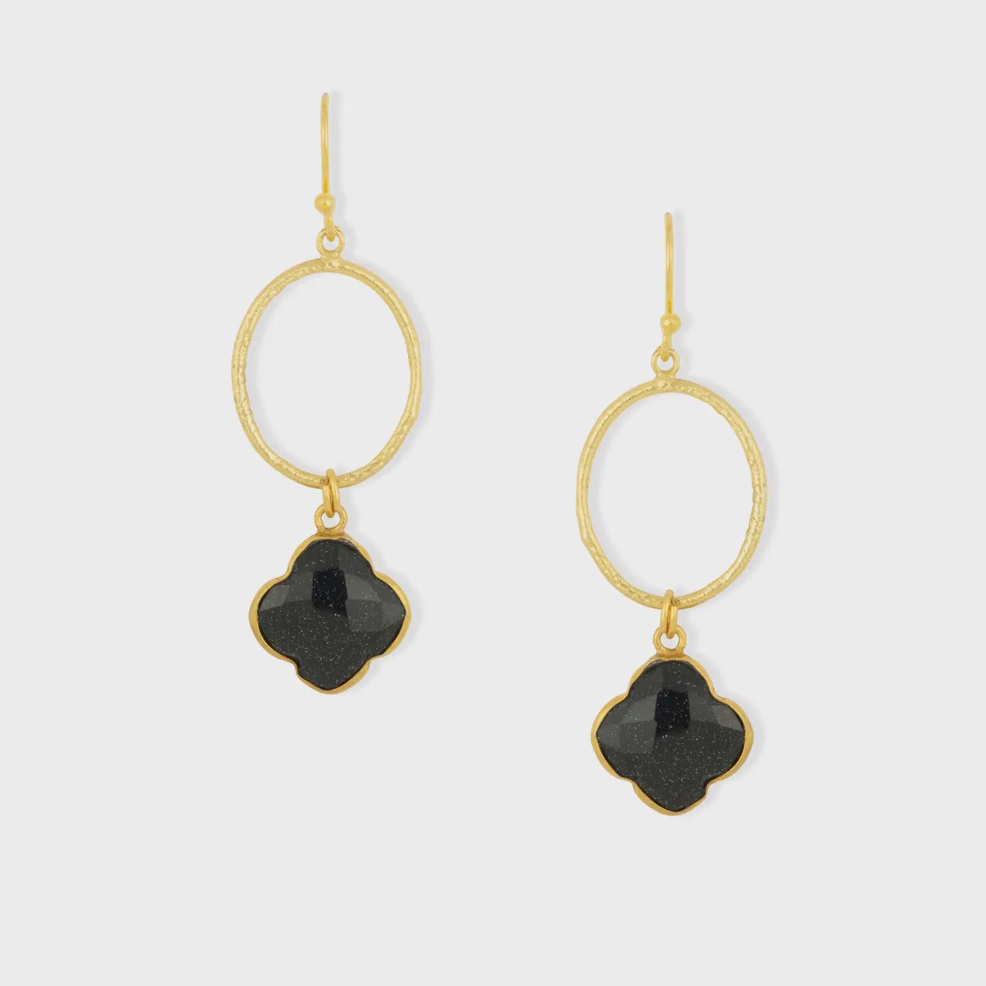 Clover Sunstone Hoop Earrings