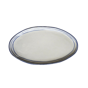 Hand Painted Breton Stripe Oval Plate - Ink Product Image