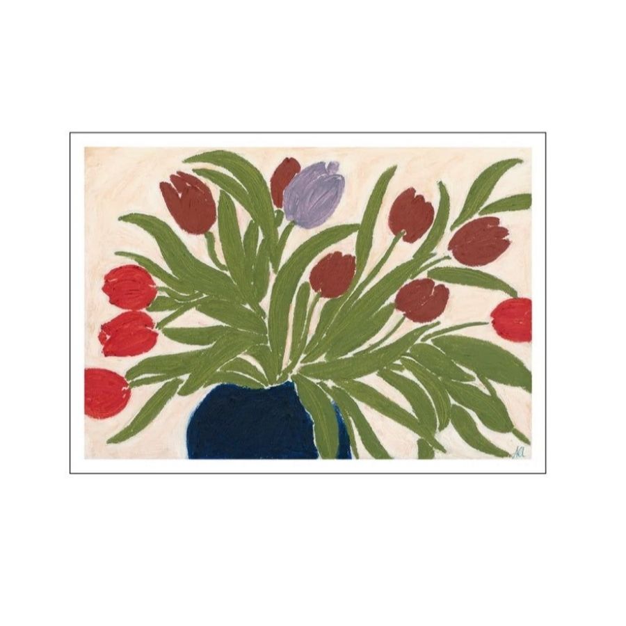 Anine Cecilie Iversen- Tulips in a Blue Vase - 30x40cm - HAYGEN