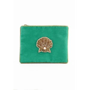 Gold Shell Small Pouch - Green