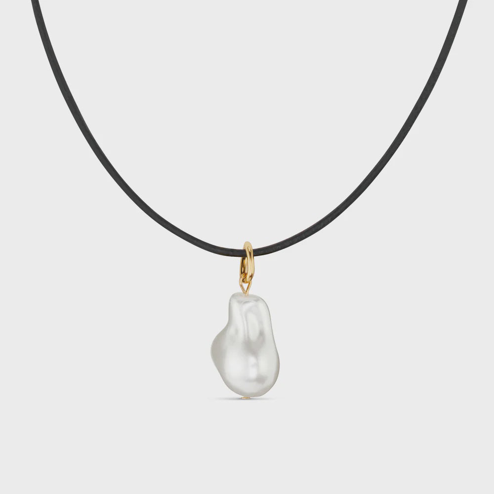 Pearl and Leather Adjustable Necklace - HAYGEN