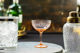 The Vintage List - Set of 4 Pink Champagne Saucers with Oval design - HAYGEN