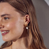 Pearl Drop Molten Huggie Hoop Earrings - HAYGEN