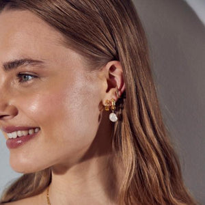 Pearl Drop Molten Huggie Hoop Earrings - HAYGEN
