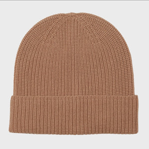 Cashmere Rib Beanie - Camel - HAYGEN