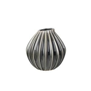Broste - Grooved Vase - Medium - Grey - HAYGEN