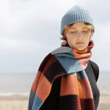 Quinton & Chadwick - Big Brushed Scarf - Brown, Coral & Blue - HAYGEN