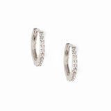 Mini Pave Huggie Hoop Earrings - Silver - HAYGEN