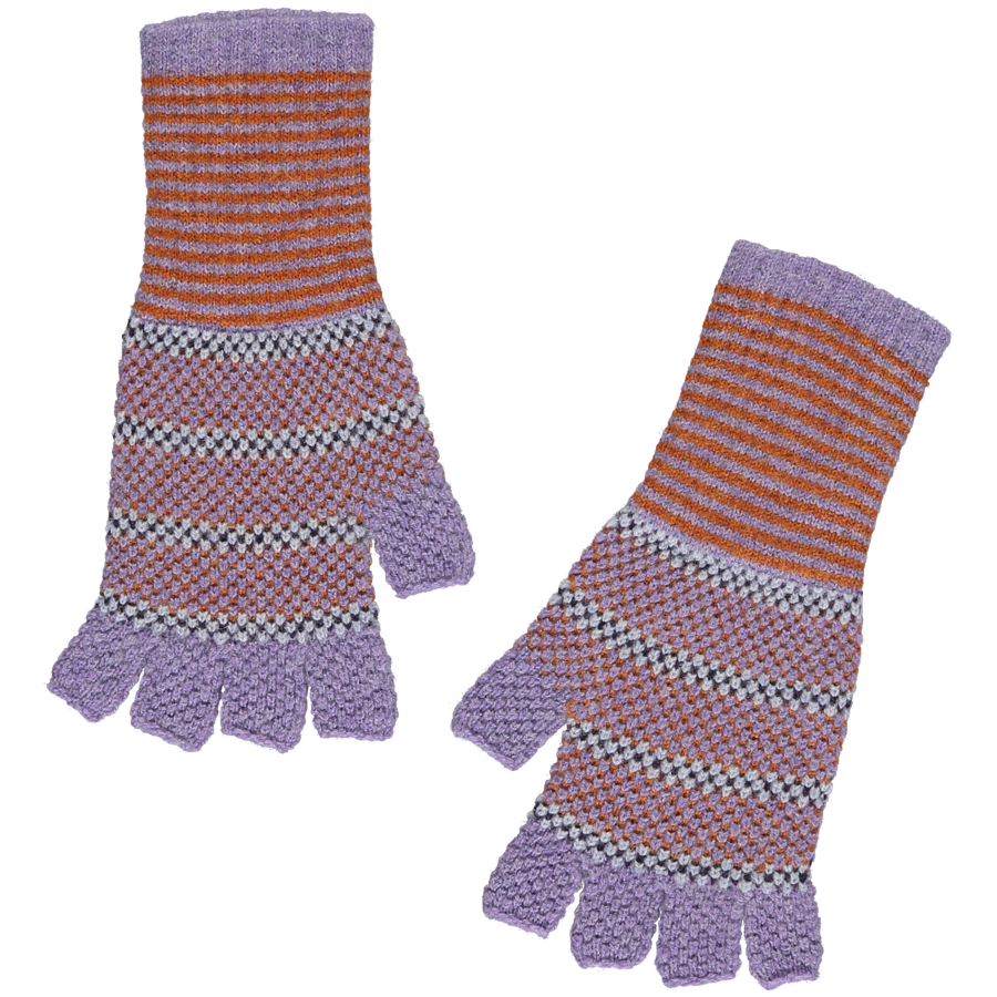 Chinton & Chadwick - Tuck Stitch Fingerless Gloves Lilac/Ginger - HAYGEN