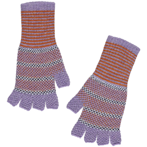 Chinton & Chadwick - Tuck Stitch Fingerless Gloves Lilac/Ginger - HAYGEN