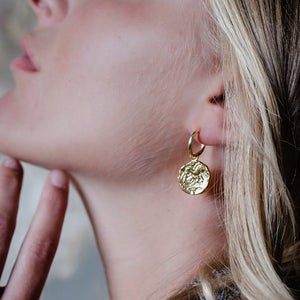 Cabbage White - Roman Coin Hoops Earrings Gold - HAYGEN