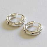 Sacha Plated Brass Encrusted Hoop Earrings - HAYGEN