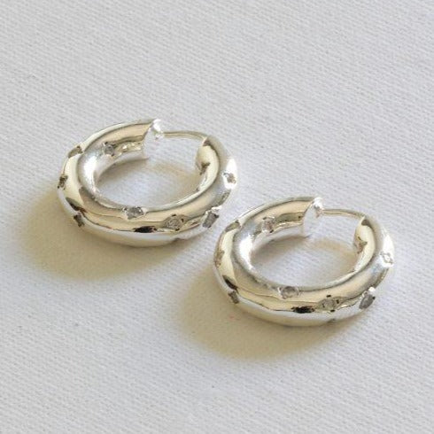 Sacha Plated Brass Encrusted Hoop Earrings - HAYGEN