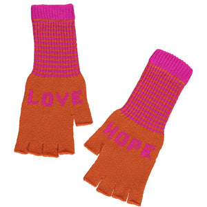 Quinton & Chadwick - LOVE & HOPE Fingerless Gloves Orange /Fuchsia - HAYGEN