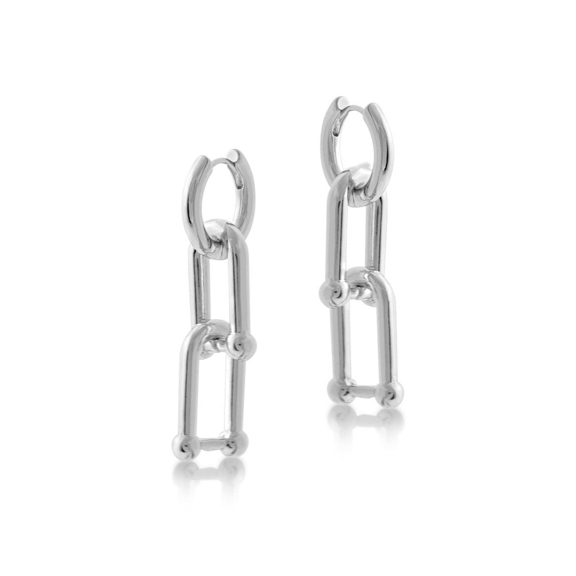 Renata Charm Hoop Earrings - Silver - HAYGEN