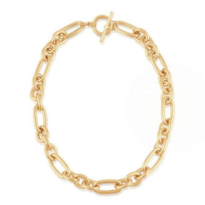 Maude Oval Link T-Bar Necklace - Gold - HAYGEN