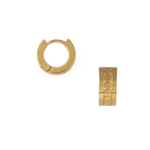 Metal Bead Inlay Huggie Hoop - HAYGEN