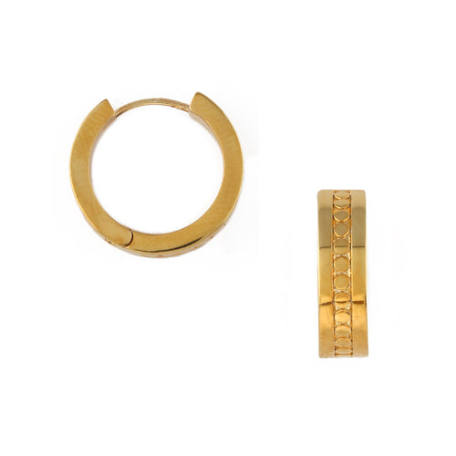 Metal Bead Inlay Mid Size Hoop - HAYGEN