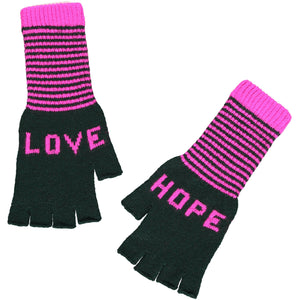Quinton & Chadwick - LOVE & HOPE Fingerless Gloves - Dark Green/Pink - HAYGEN