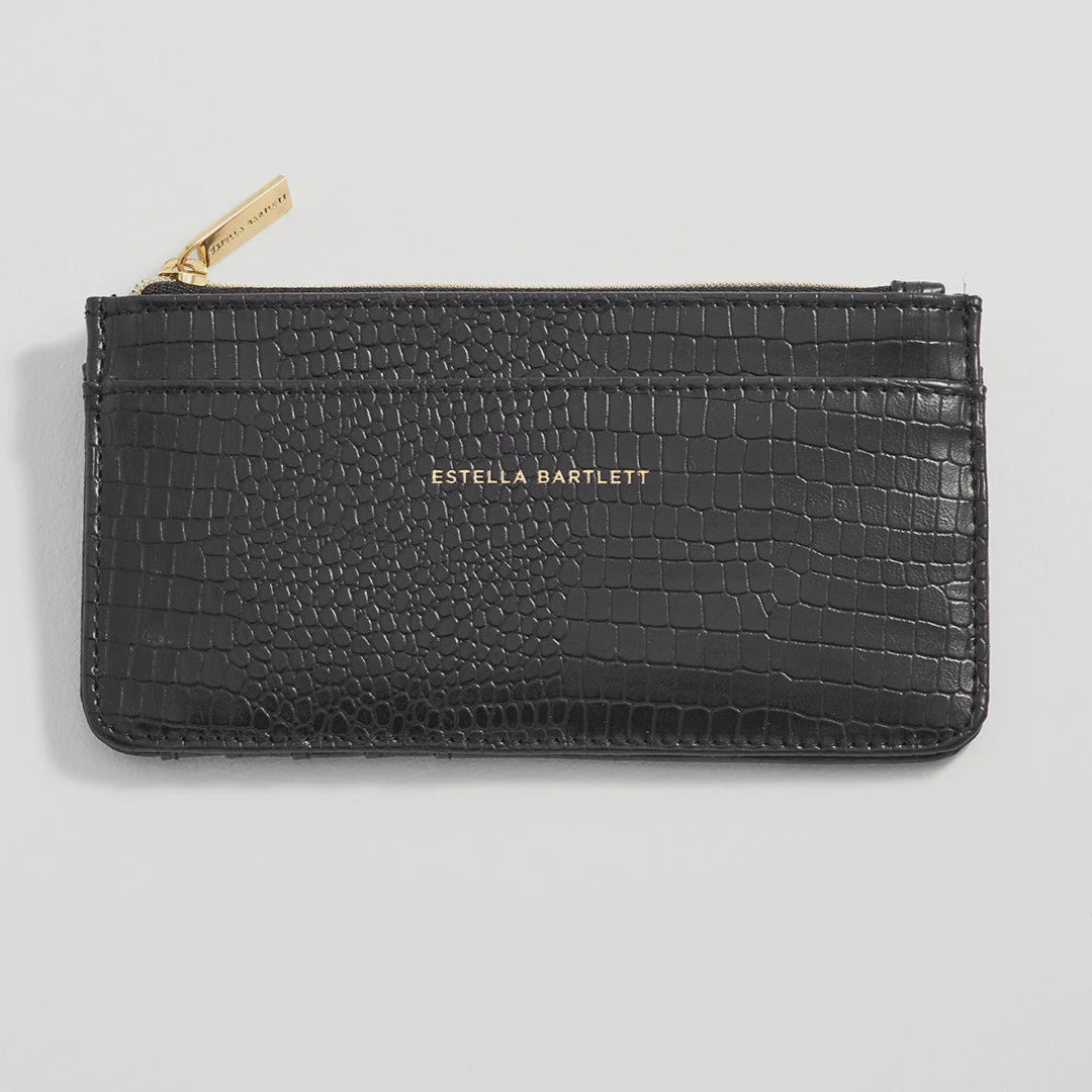 Long Card Purse - Black Croc - HAYGEN