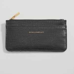 Long Card Purse - Black Croc - HAYGEN