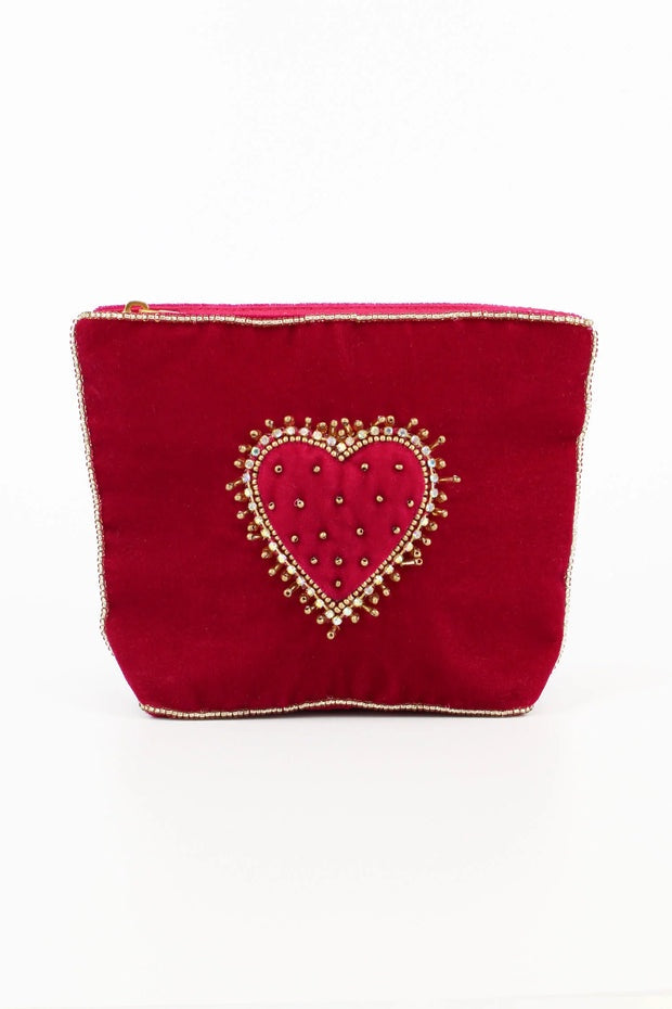 Velvet Beaded Heart Small Purse - HAYGEN