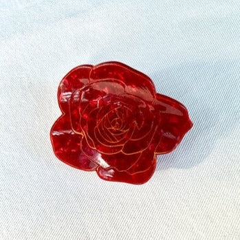 Solar Eclipse - Hand-painted Rose Flower Claw Hair Clip - Red - HAYGEN