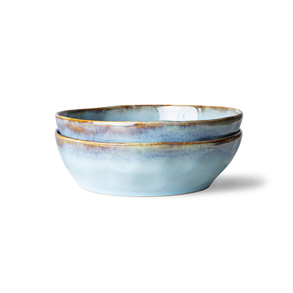 HKliving - 70s Ceramics Pasta Bowls - Lagune - Set of 2 - HAYGEN