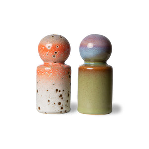 HKliving - 70s Ceramics Salt & Pepper Shaker - Asteroid/Peat - HAYGEN