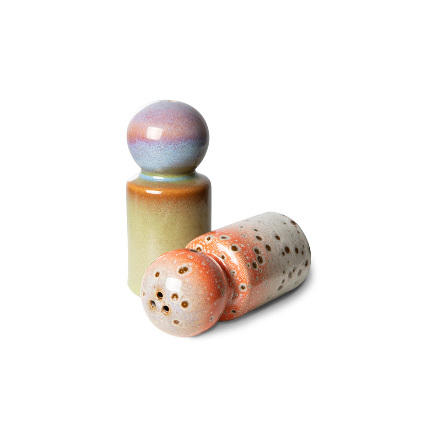 HKliving - 70s Ceramics Salt & Pepper Shaker - Asteroid/Peat - HAYGEN