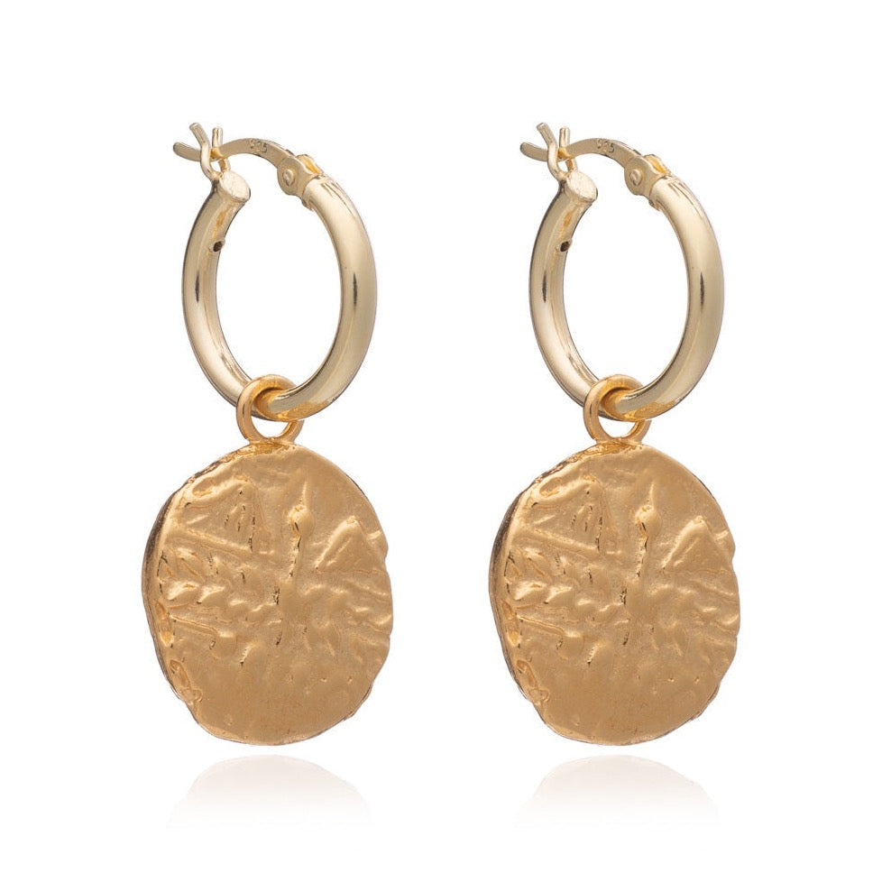 Cabbage White - Roman Coin Hoops Earrings Gold - HAYGEN