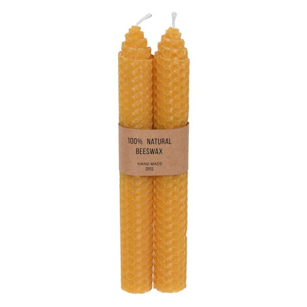 Set of 2 Yellow Beeswax Candles - HAYGEN