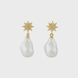 Pave Star & Statement Pearl Drop Earrings - HAYGEN