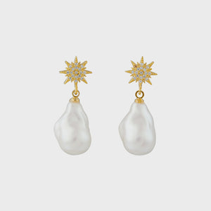 Pave Star & Statement Pearl Drop Earrings - HAYGEN