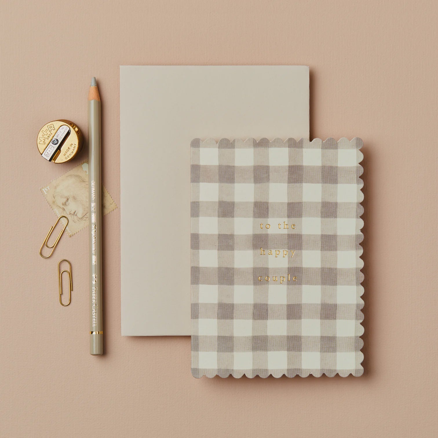 Wanderlust Paper Co. - To the happy Couple Taupe Gingham - HAYGEN