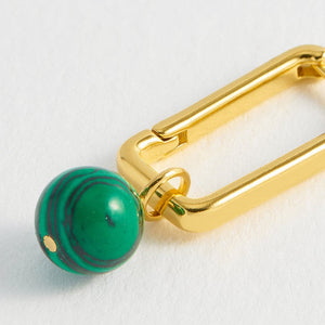 Malachite Drop Square Hoops - HAYGEN