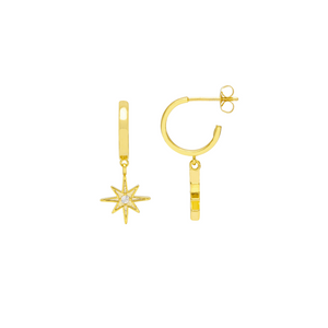 North Star Earrings with Cubic Zirconia Charm - HAYGEN