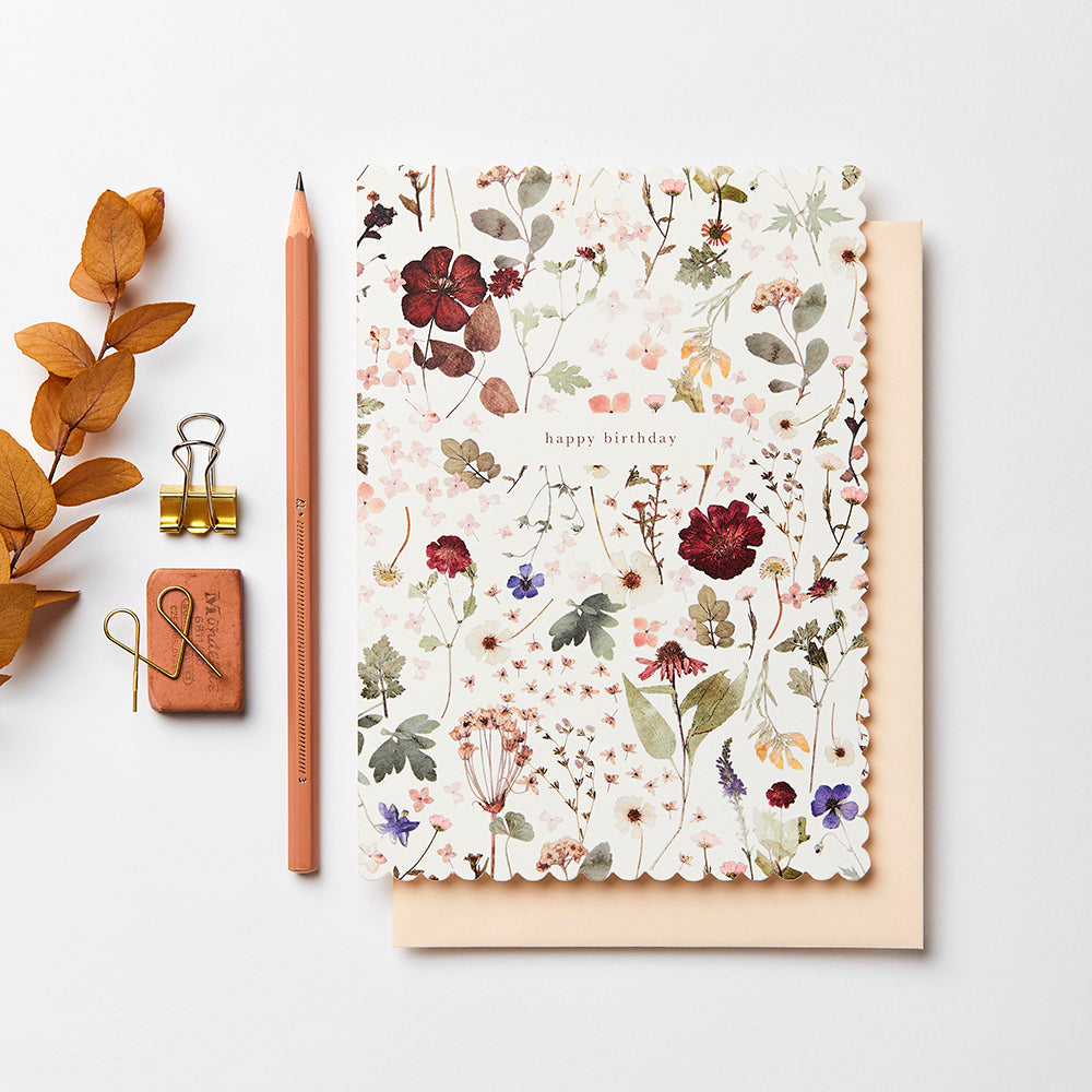 Katie Leamon - Pressed Floral Card - Happy Birthday - HAYGEN
