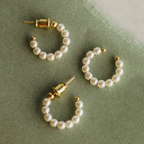 Pearl Threaded Huggie Hoops - HAYGEN